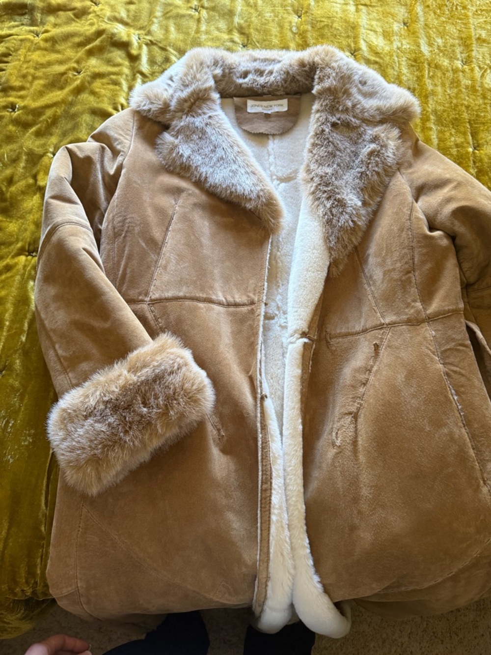 Jones New York Camel Faux-Shearling Trench Coat